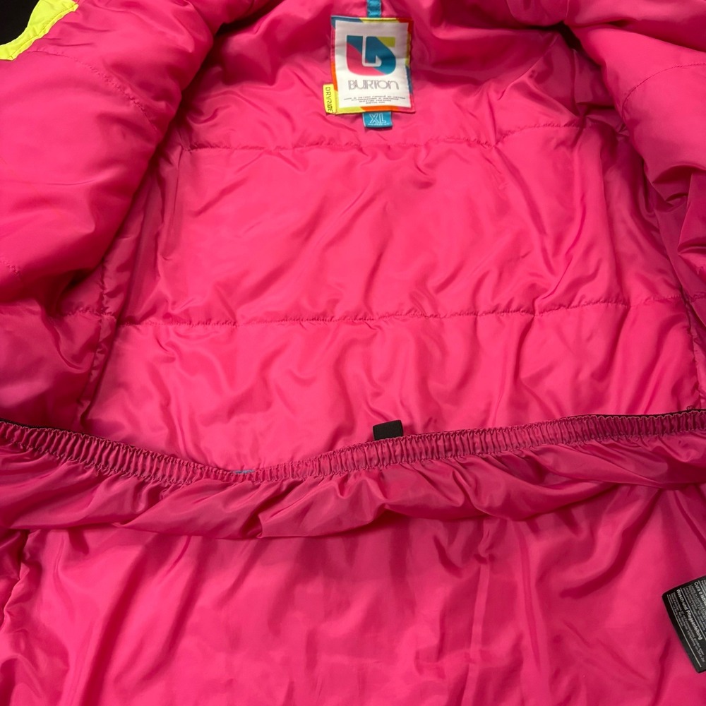 Burton Dryride Snowboard Jacket Youth Girls Size XL 18 Neon Yellow Blue Pink - Picture 11 of 16